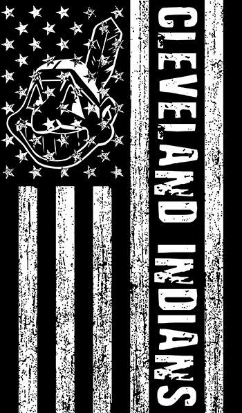 Cleveland Indians Black And White American Flag logo iron on paper